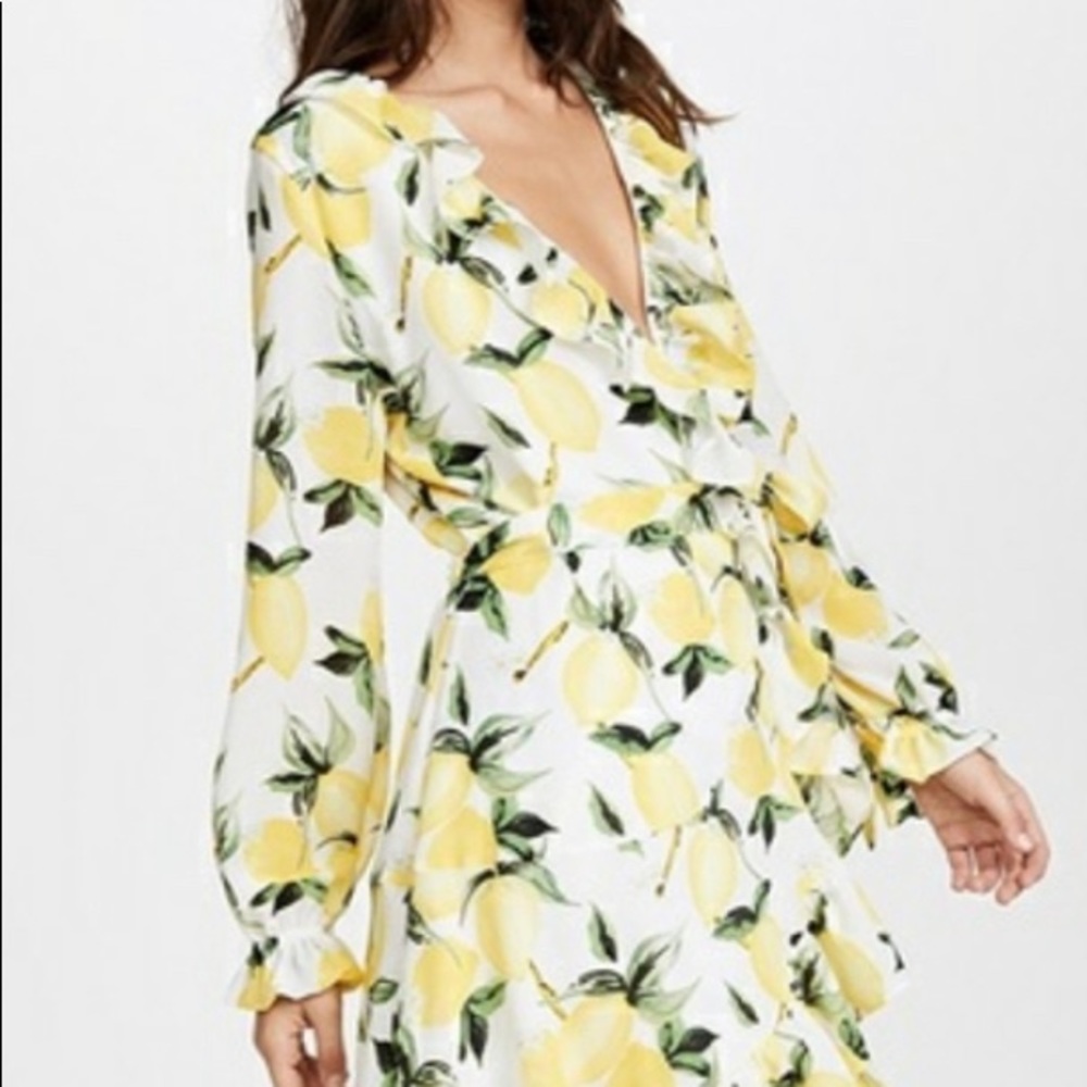 Lemon print Wrap Dress